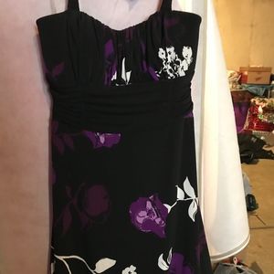 Little Black Dress with Purple and White Floral